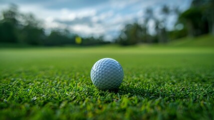 Obraz premium Golf Ball Close-up on Green