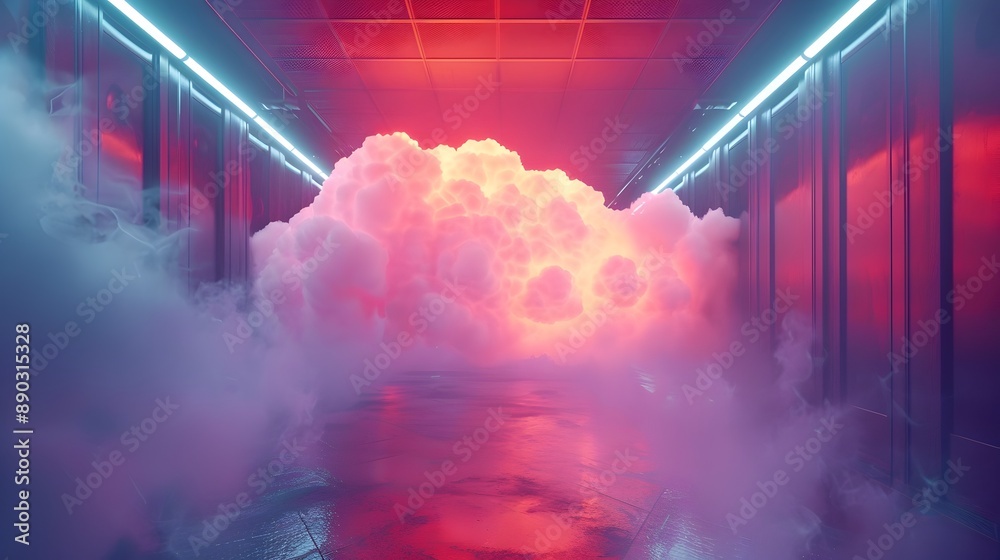 Poster vibrant and efficient cloud computing concept with secure data storage and backup redundancy