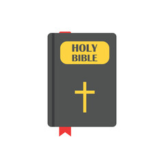 Obraz premium Holy bible icon in flat style. Christianity book vector illustration on isolated background. Religion sign business concept.