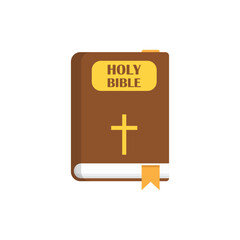 Holy bible icon in flat style. Christianity book vector illustration on isolated background. Religion sign business concept.