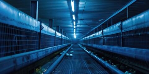 Obraz premium Chickens on conveyor belt
