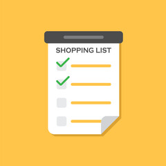 Shopping list icon in flat style. Memo pages vector illustration on isolated background. Daily planner sign business concept.