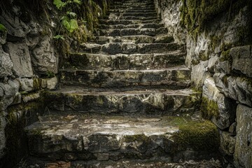 Stone steps down to hell way path