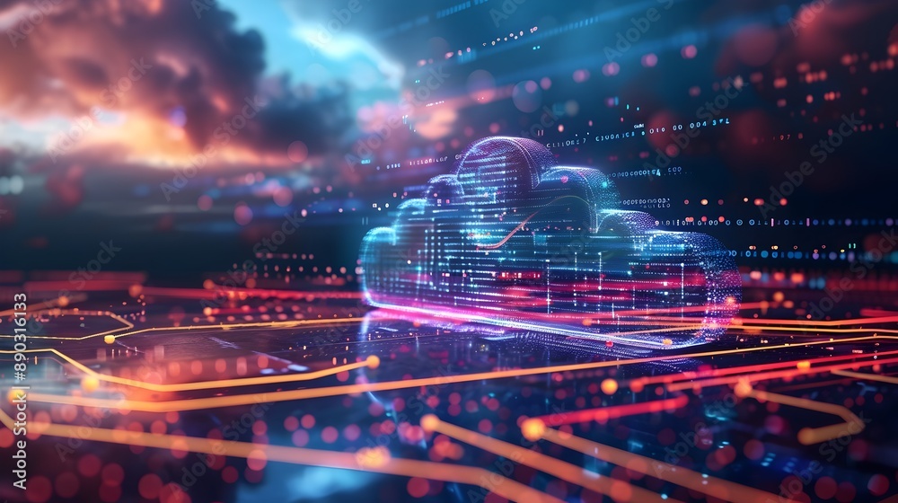 Poster futuristic cloud and automation seamless cloud computing concepts and visuals