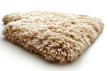 stylish soft beige carpet isolated on white