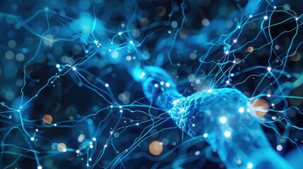neuronal connections in a human brain as digital neurons. Generated AI