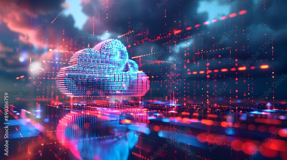 Aufkleber serverless computing abstract representation of cloud managed backend services