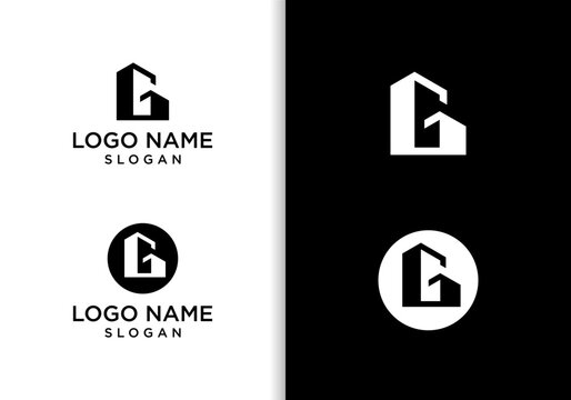 vector building logo with the initial letter G, modern building logo design.