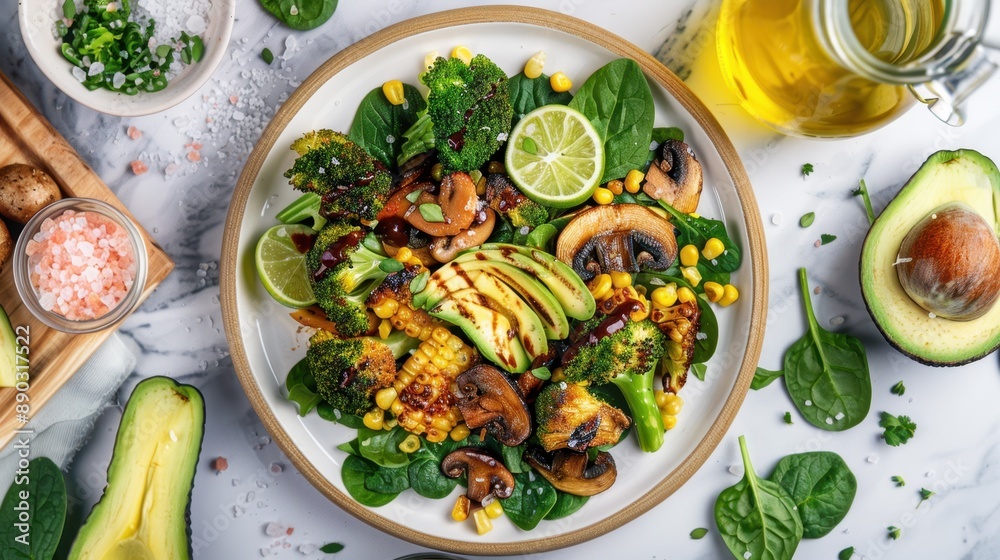 Sticker a fresh vegetarian salad bowl