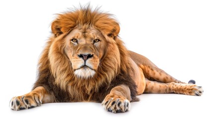 Obraz premium majestic lion stands proudly against white background