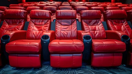 Obraz premium Movie Theater Red Recliner Seats