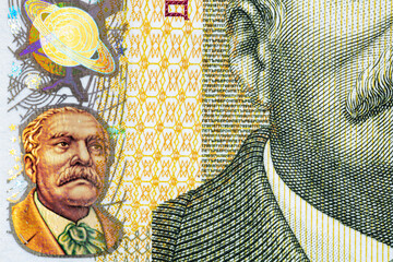 Closeup of 10 Bulgarian lev banknote