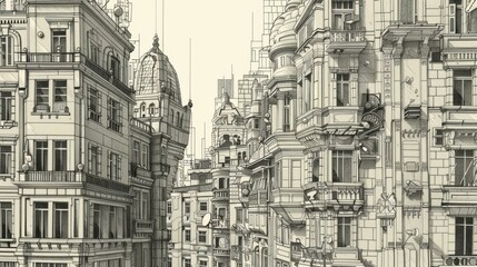 Obraz premium detailed architectural illustration, highlighting the intricate details and complex composition of urban elements