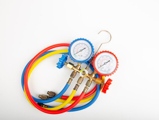 Air Conditioning Refrigerant  Pressure Gauges set isolate on white background.