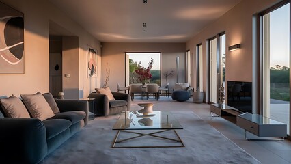 Living room furniture in modern house