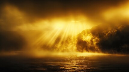 Golden mist against dark backdrop