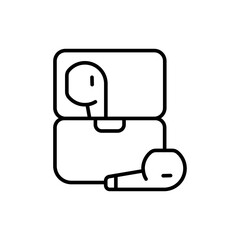 Wireless earbuds outline icons, minimalist vector illustration ,simple transparent graphic element .Isolated on white background