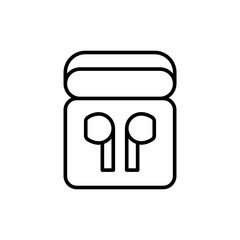 Wireless earbuds outline icons, minimalist vector illustration ,simple transparent graphic element .Isolated on white background