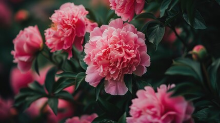 Fototapeta premium Gorgeous pink peonies in garden
