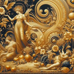 Fototapeta premium Printed on wallpaper, posters, cards, murals, carpet, rugs and wallpaper with seamless design, golden grain. 