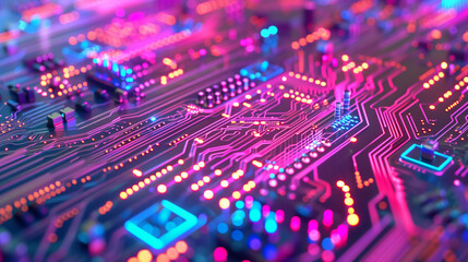 Obraz premium Colorful Computer Microcircuit