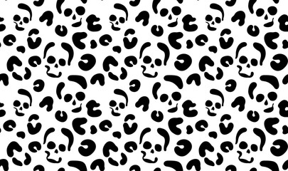 Seamless leopard and skull pattern. Abstract animal pattern. Hand draw fun pattern. © akn