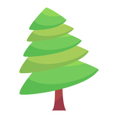 vector wooden green tree with natural leaves in flat style