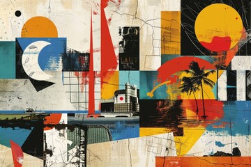 Fototapeta premium modernist collage featuring abstract travel