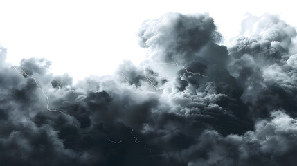 Dramatic Storm Clouds with Lightning isolated on transparent background