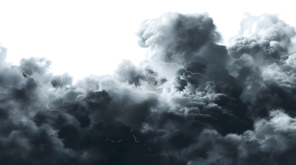 Dramatic Storm Clouds with Lightning isolated on transparent background