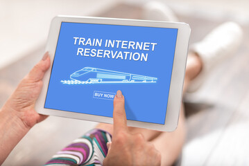Train internet reservation concept on a tablet