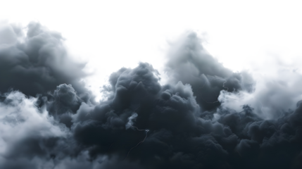 Dramatic Storm Clouds with Lightning isolated on transparent background