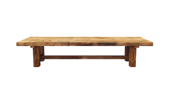 Rustic Wooden Table with Shelf isolated on transparent background