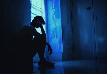 Silhouette of Emotional Struggle