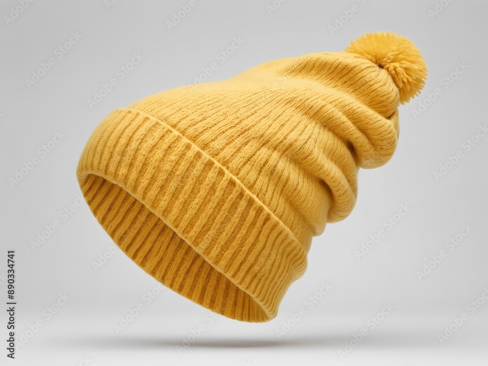 Wall mural yellow tuque hat isolated on white background