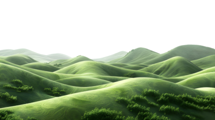 Rolling Green Hills Under a Bright Sky isolated on transparent background