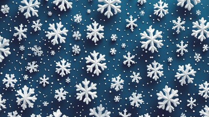 blue background with 3D white snowflakes. Winter background for Christmas.