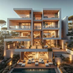 Naklejka premium Harmonious Mediterranean Minimalism at Marbella House