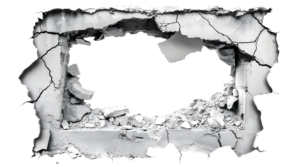 Broken Wall Frame isolated on transparent background