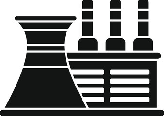 Black and white icon of a nuclear power plant generating energy