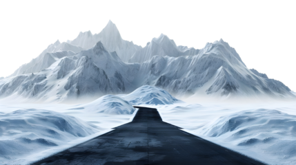 Road to the Snowy Mountains isolated on transparent background