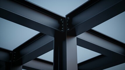 Massive steel girders forming a framework