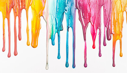various colors of paint dripping on white background generated.AI