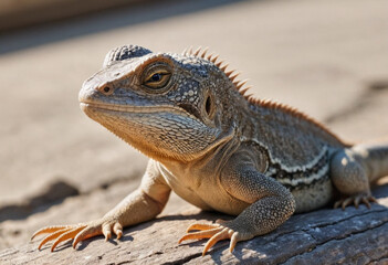 Fototapeta premium A playful lizard basking in the sun. 