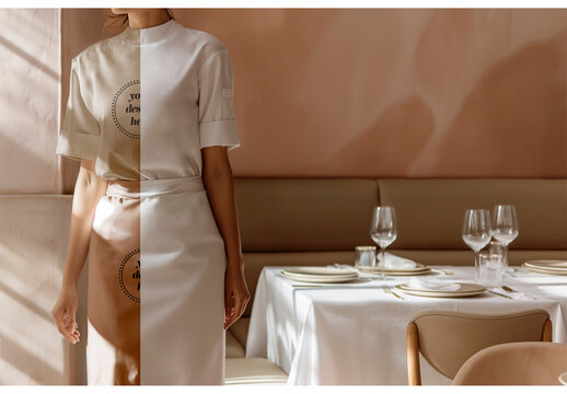 Mockup Apron Classic Waitress Restaurant Ai Generated