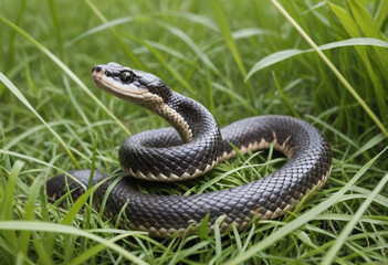 Fototapeta premium A playful snake slithering through the grass. 