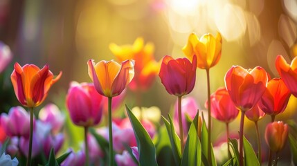 Vibrant tulips in their natural habitat