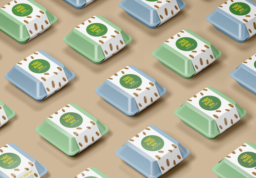 Take Away Food Box Isometric Composition Mockup
