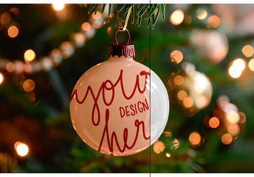 White Christmas Ball Mockup Ai Generated