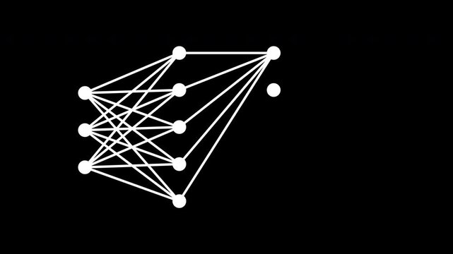 animation of deep machine learning the schema with multiple hidden layers one input and output layer, simple animated visualisation of neural network